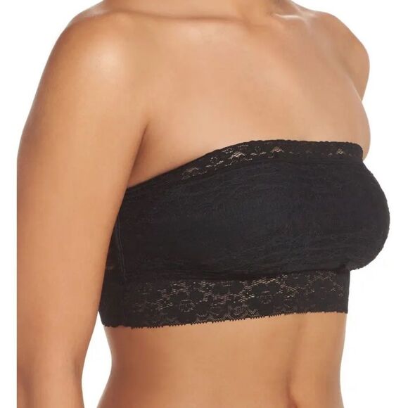 Free People Black Scalloped Lace Bandeau Size Large NWT - Picture 2 of 7